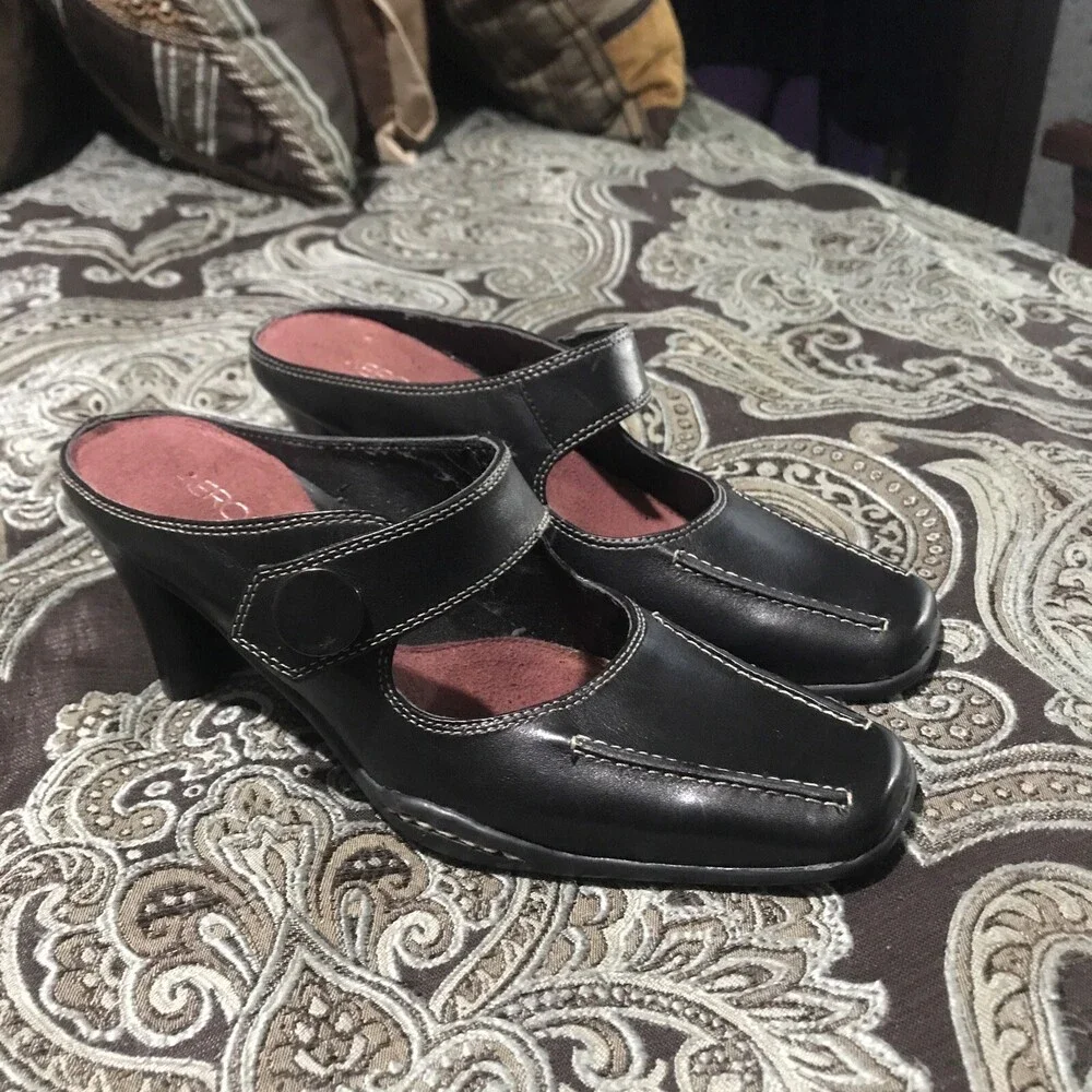 Aerosoles Sugar Snap Womens Mules Slip On Leather Black Size 5.5M Beautiful